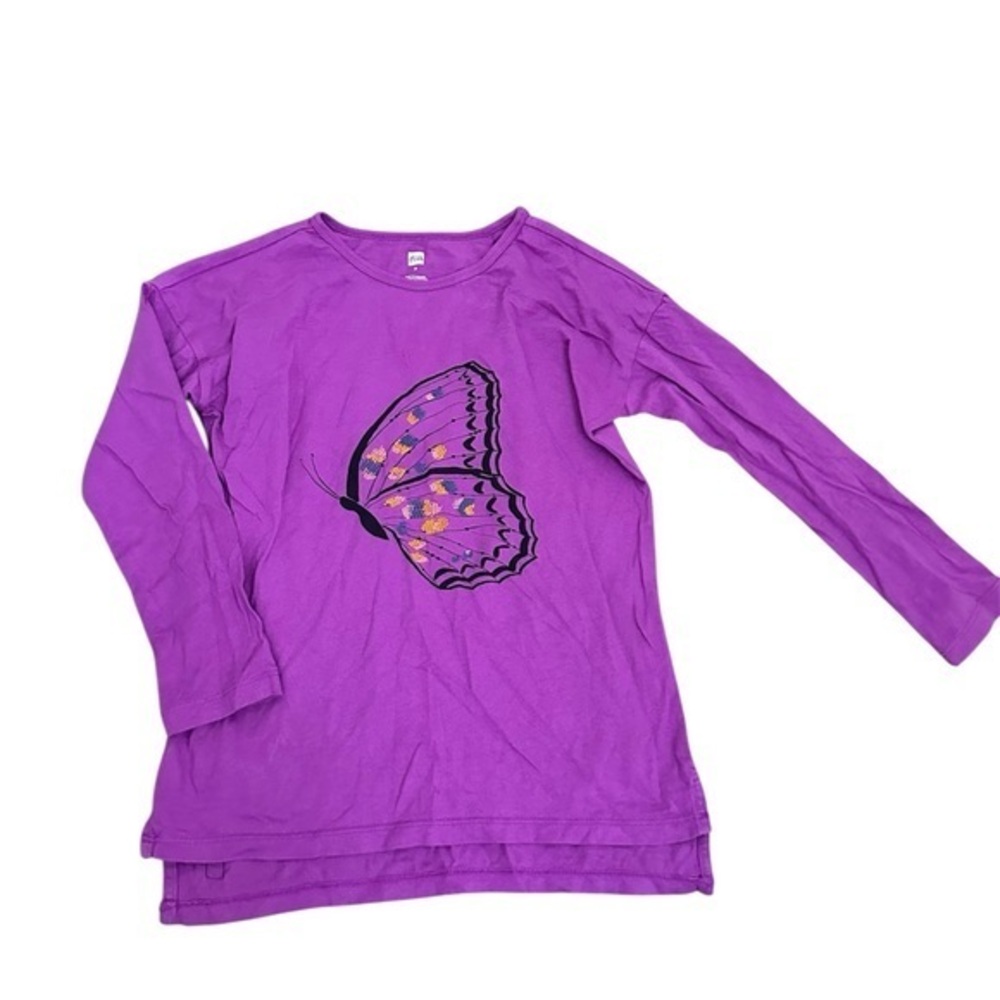 Tea Collection Violet Long Sleeve Tee with Butterfly